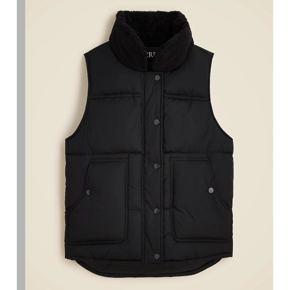 J.Crew Black Puffer Vest with PrimaLoft - Black - XS - Retail $148 New with Tag